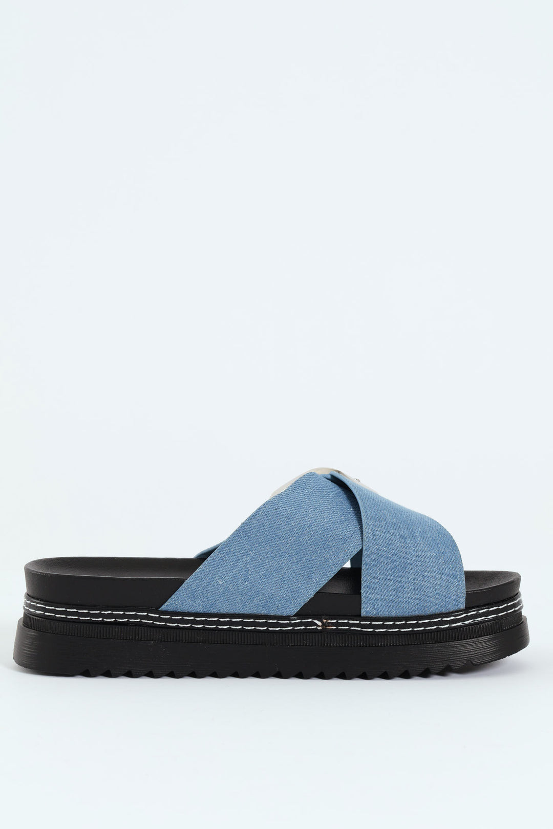 Janiel Cross Over Buckle Platform Sandal - Blue