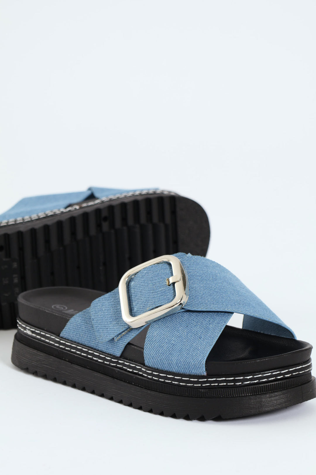 Janiel Cross Over Buckle Platform Sandal - Blue