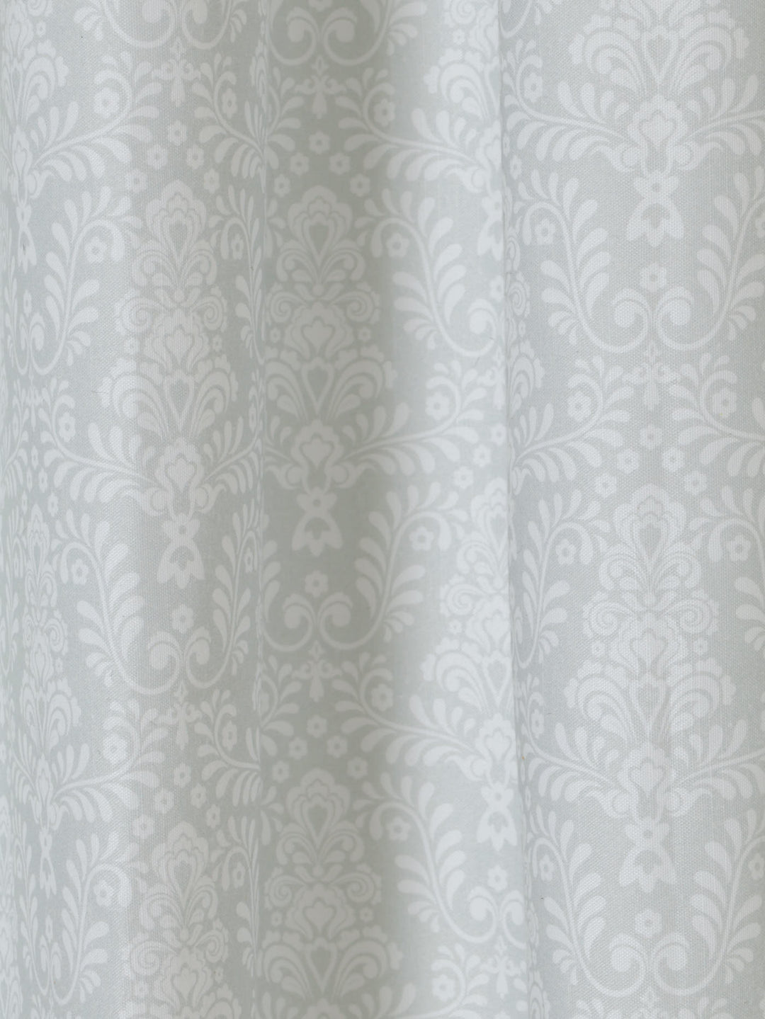 Eyelet Lined Print Fern Damask Curtain 140X218 - Grey