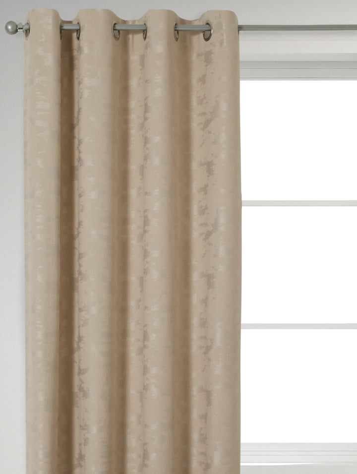 Eyelet Lined Jacquard Marble Curtain - Taupe