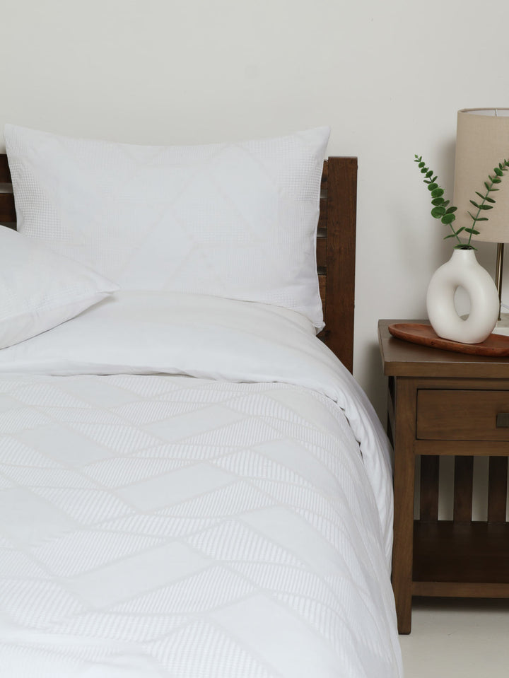 Waffle Geo White Duvet Set