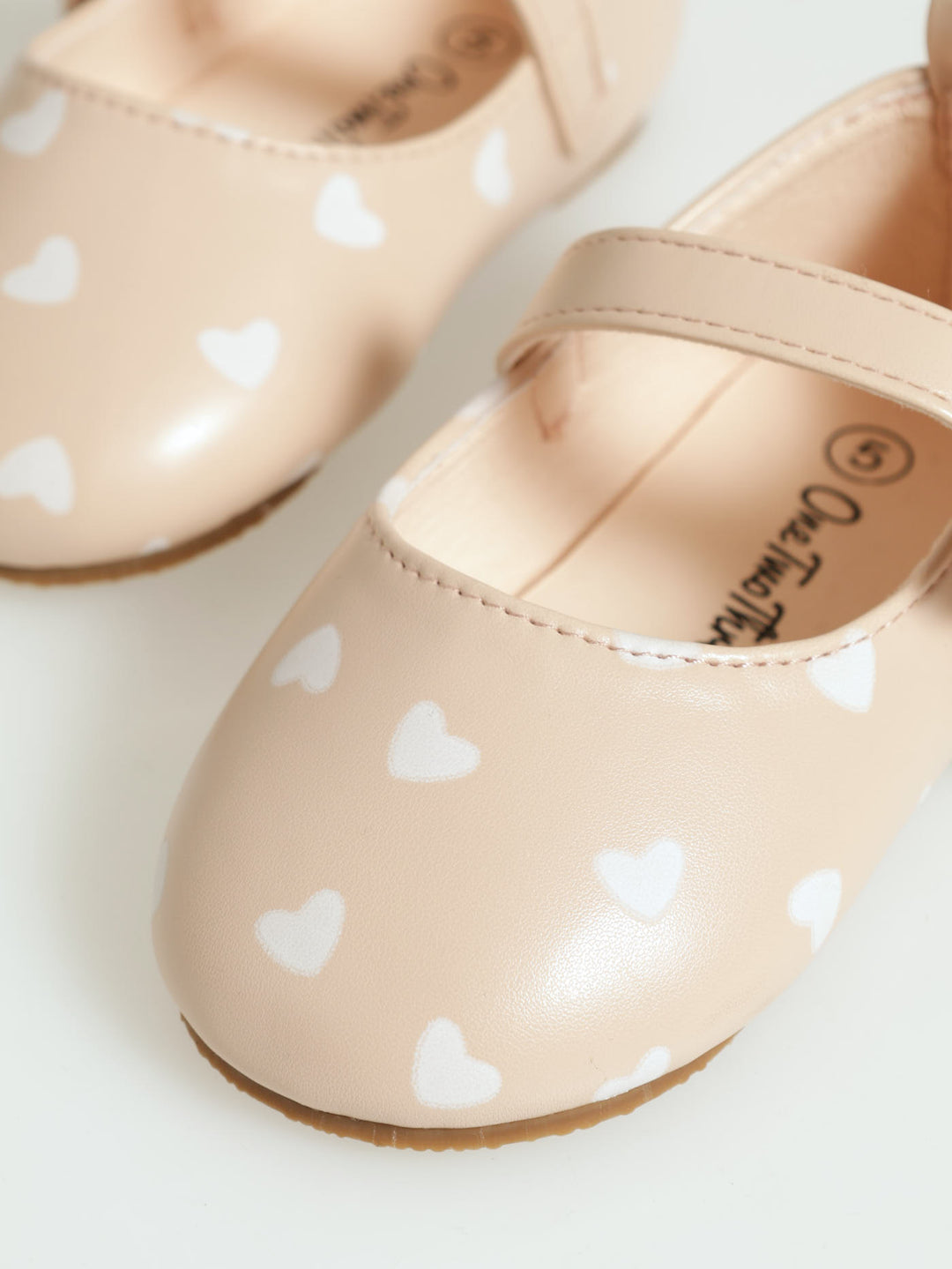 Baby Girls Heart Pumps - Beige