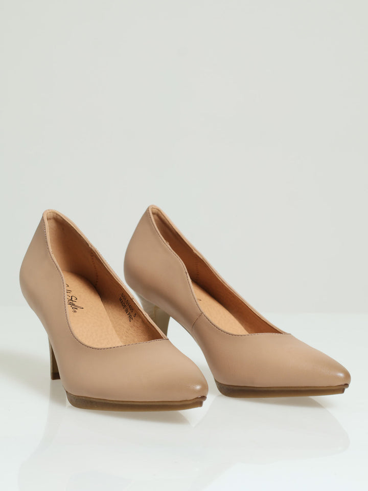 Soft Phillipa Pointed Toe Court Heel - Nude