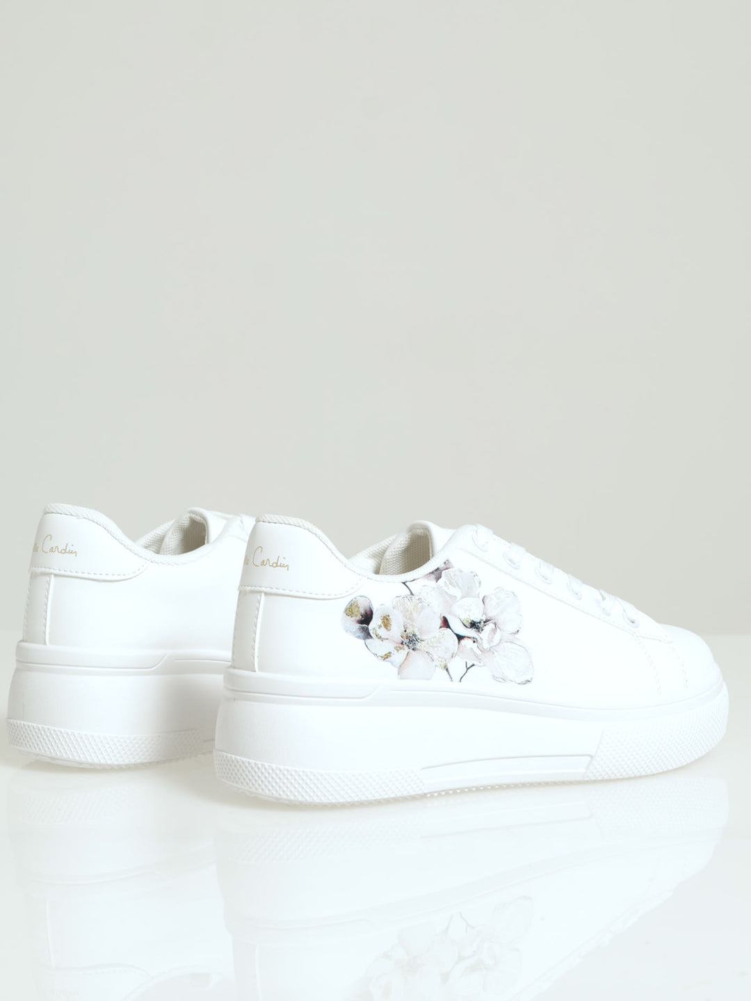 Valentine Floral Lace Up Platform Sneaker - White