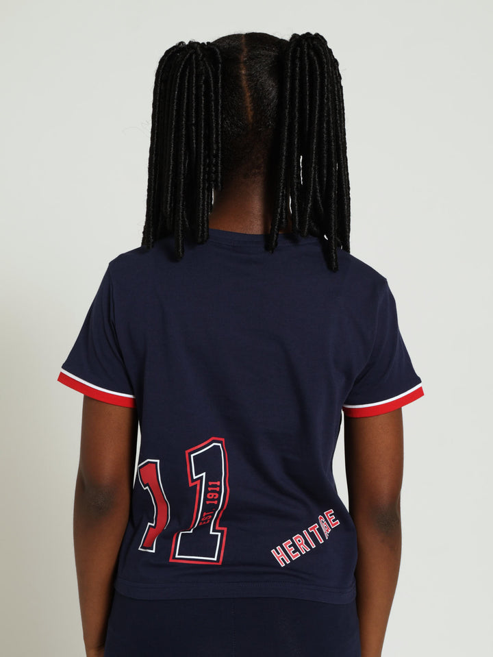 Girls Trinity Cropped Tee - Navy