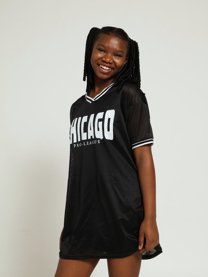 Girls Sporty Airtex Dress - Black