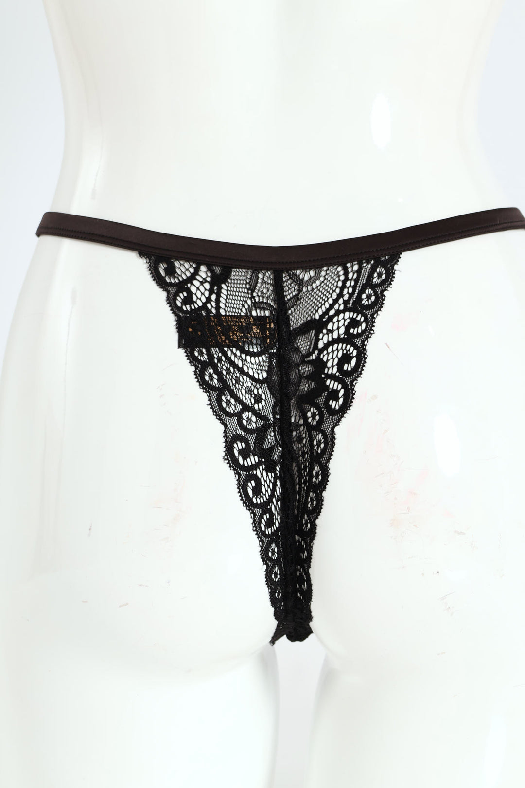 Embroidered Lace Thong - Purple