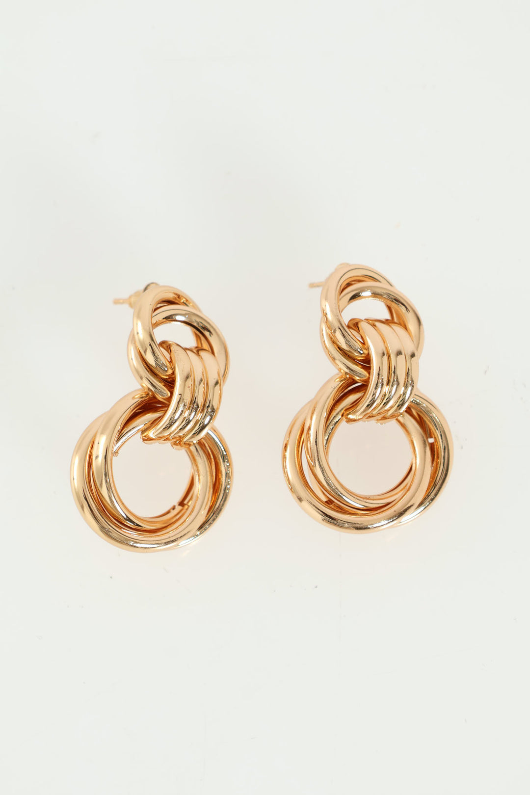 Triple Ring Circle Earrings - Gold