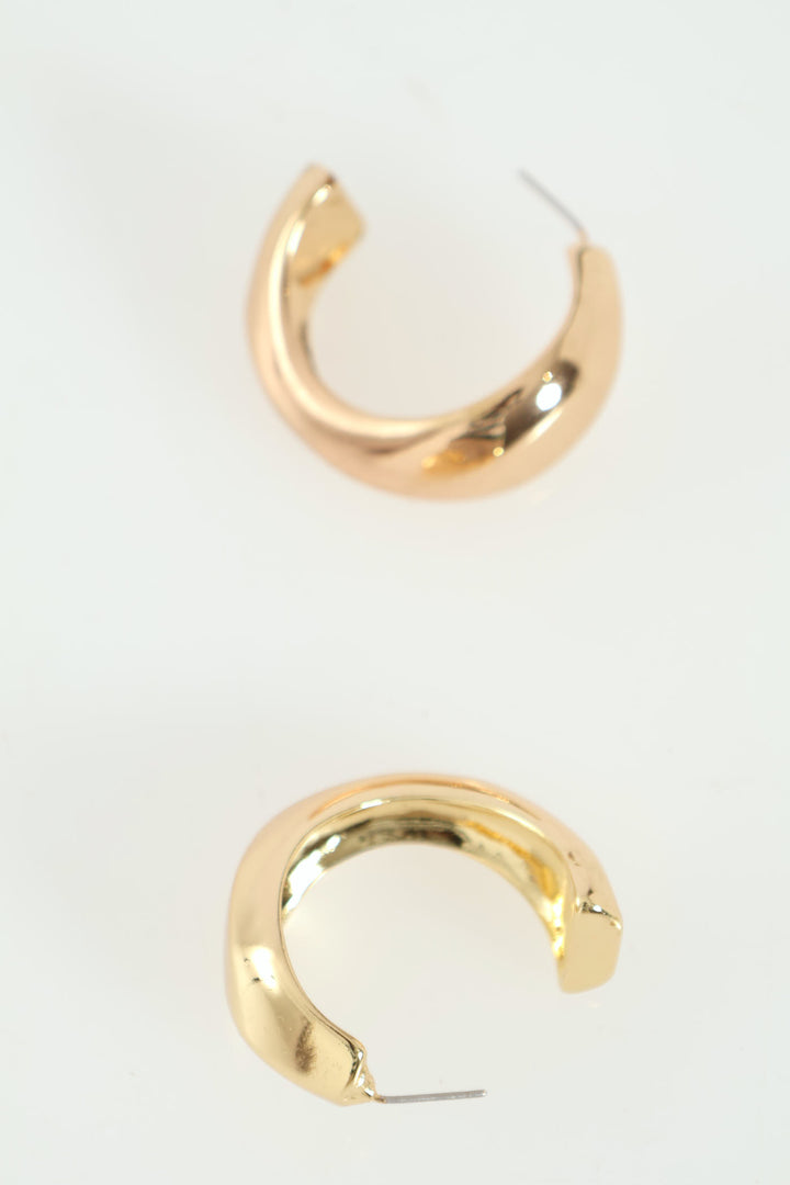 Chunky Irregular Hoop Earrings - Gold