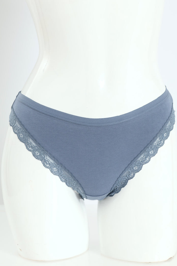 3 Pack Cotton Stretch Brazilian Panties - China Blue/Elderberry