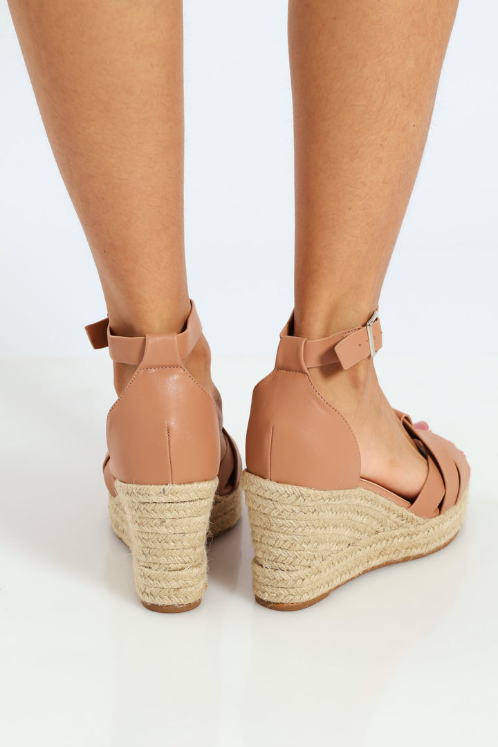 Landry Woven Jockey Strap Espadrille Wedge - Nude