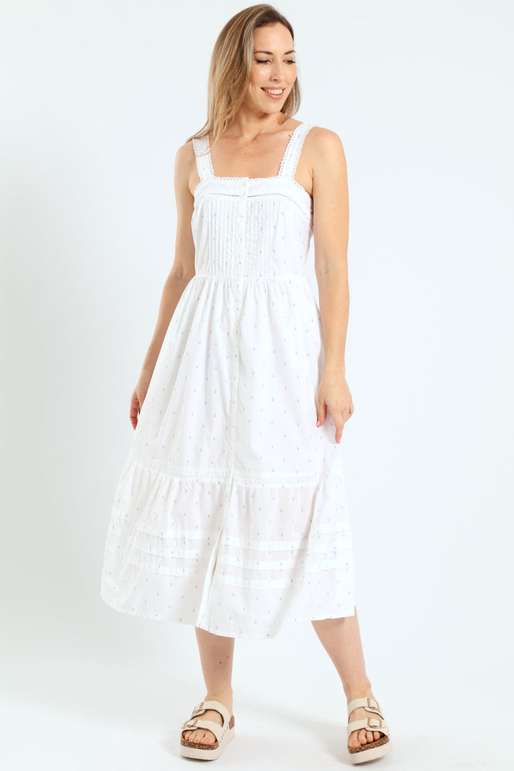 Cici Sleeveless Midi Dress - White