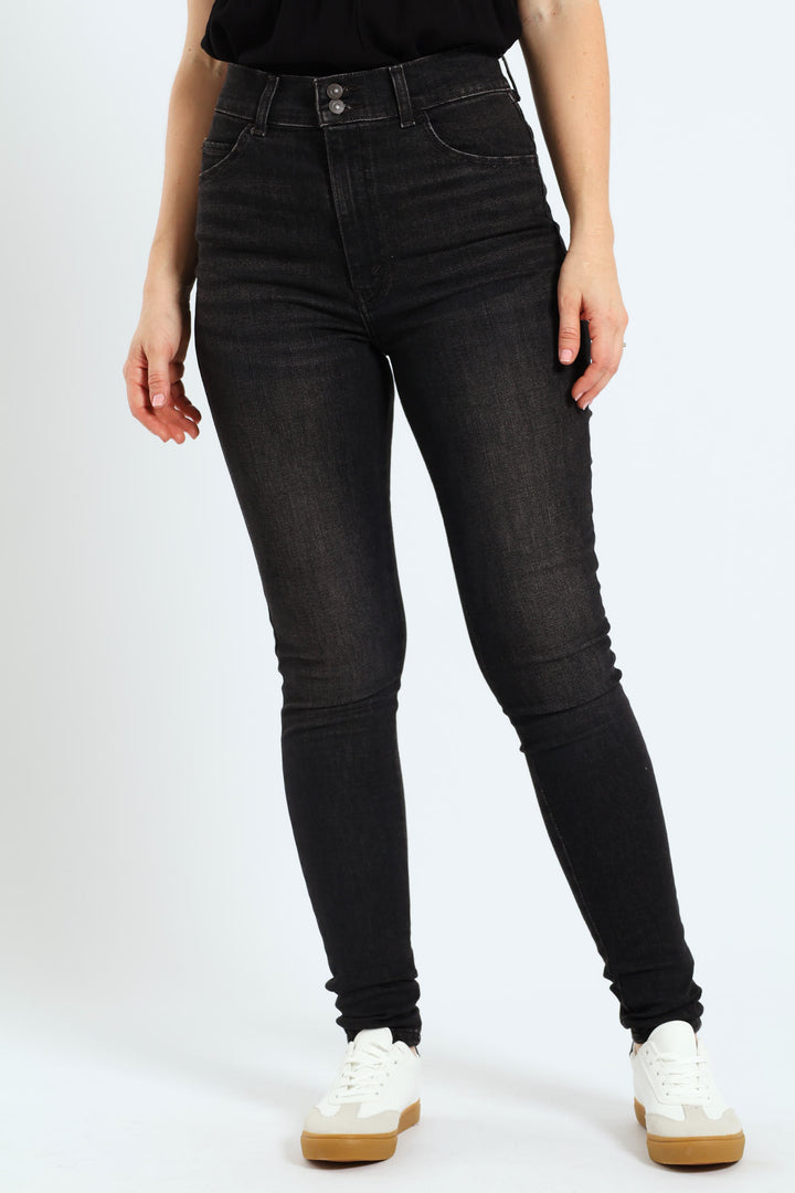 Retro High Real Time Skinny Jeans - Black