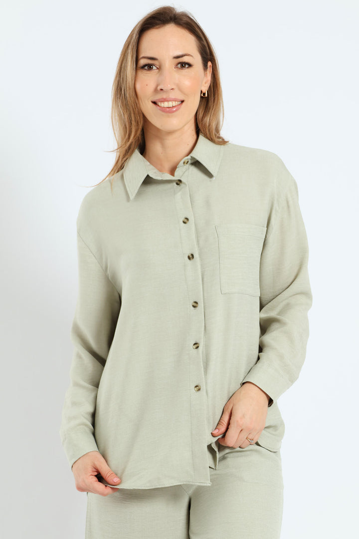 Long Sleeve Overshirt - Sage