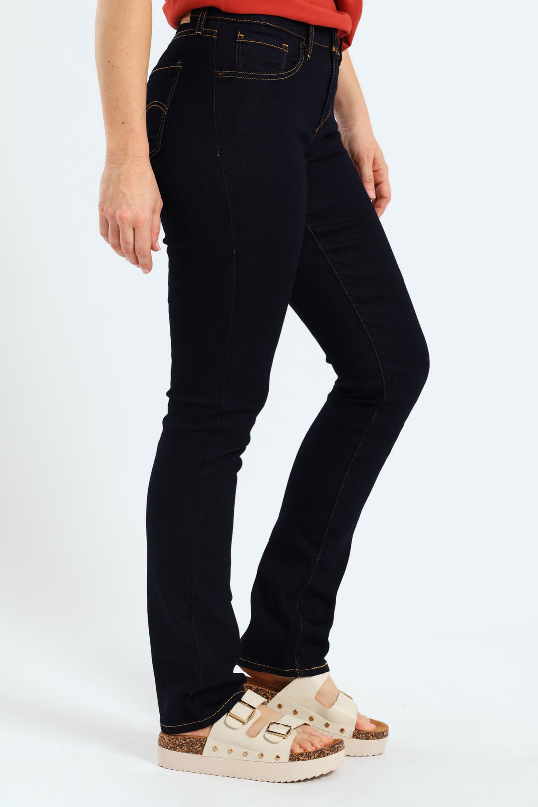 Curvy Straight Cast Shadows Jeans - Dark Blue