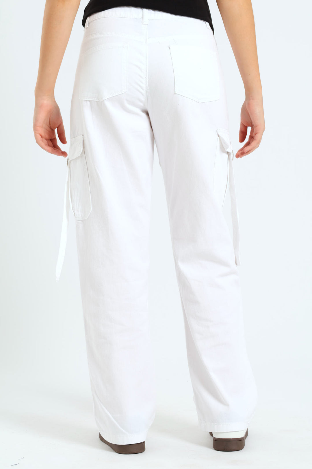 Girls Twill Cargo Pants - White