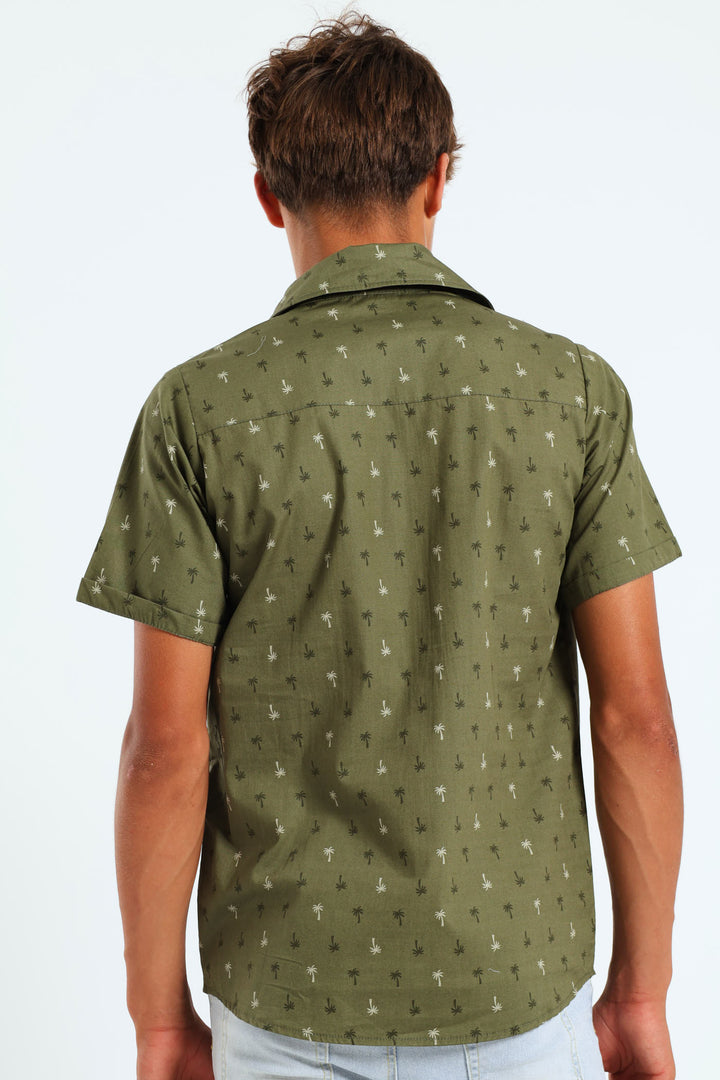 Boys Palm Tree Shirt - Olive