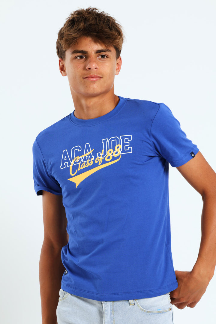 Boys Branded Print Tee - Cobalt