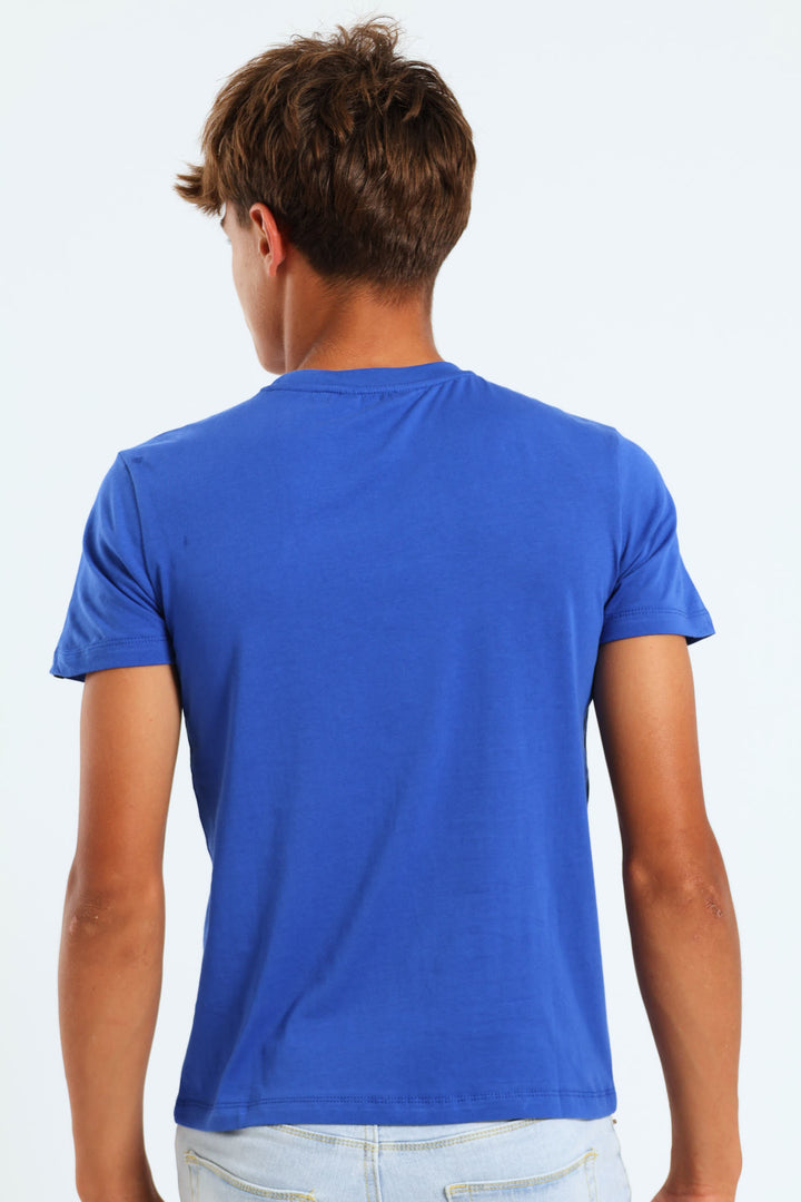 Boys Branded Print Tee - Cobalt