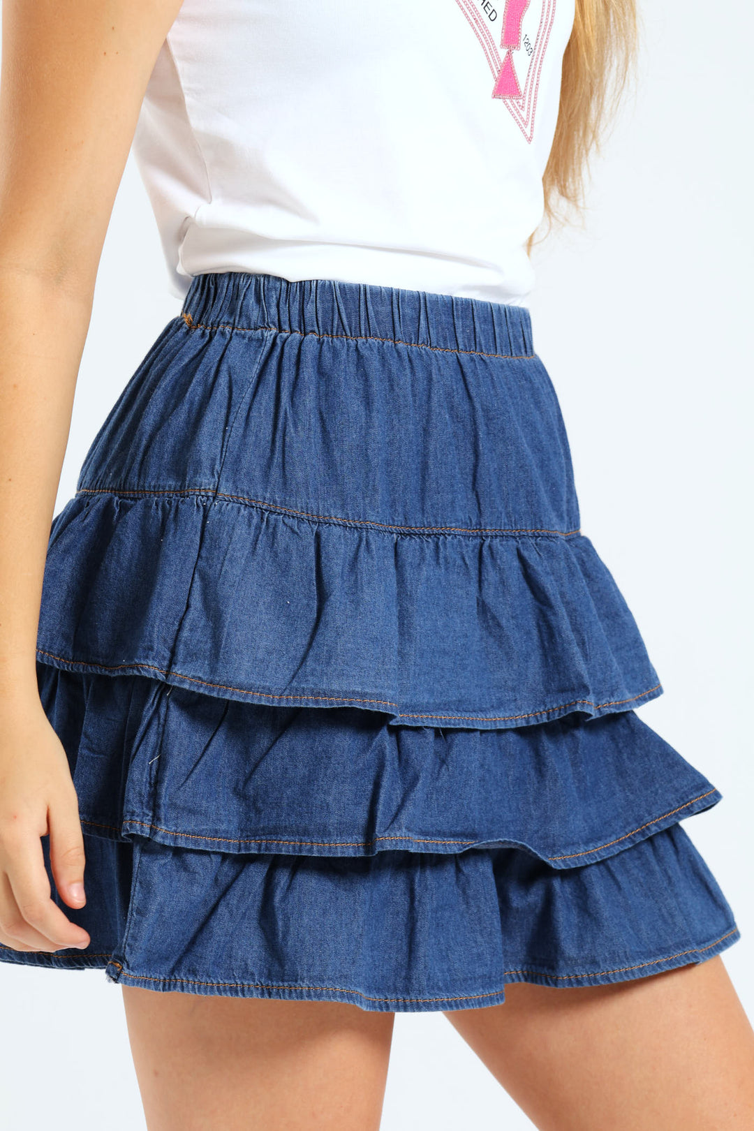 Girls Rara Denim Skirt - Dark Wash Ink