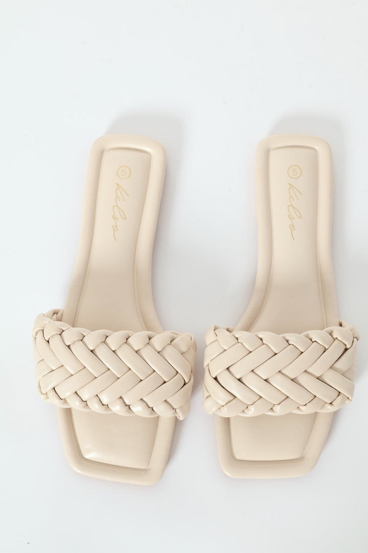 Weave Band On Padded Outsole Sandal - Off White