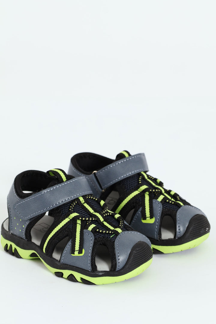 Pre-Boys Closed Toe Adventure Sandal - Blue/Lime