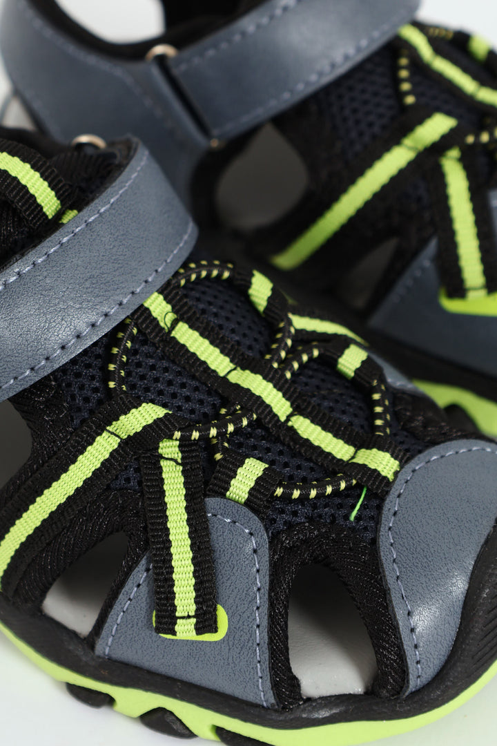 Pre-Boys Closed Toe Adventure Sandal - Blue/Lime