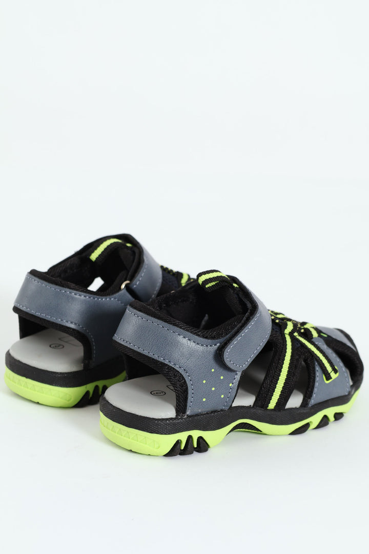 Pre-Boys Closed Toe Adventure Sandal - Blue/Lime