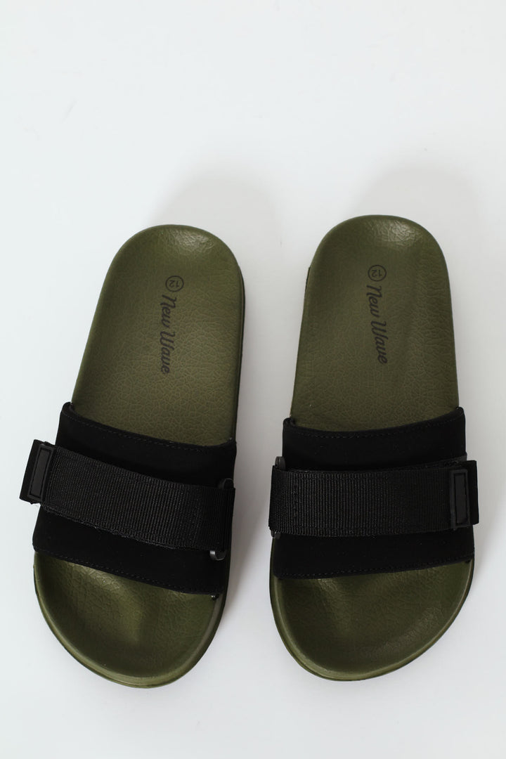 Boys Military Pool Slide - Black