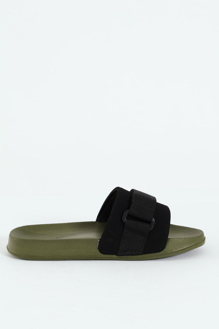 Boys Military Pool Slide - Black