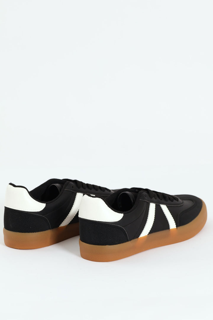 Low Cut Sneaker With Suede Toe Insert - Black