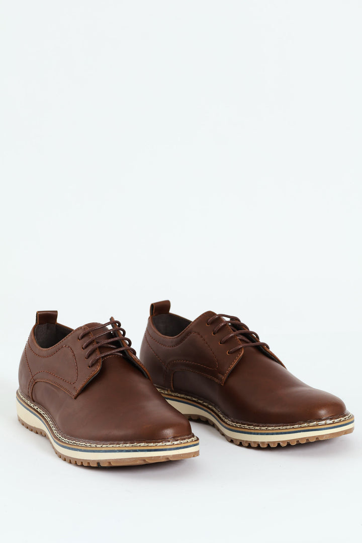 Lace Up Derby Shoe - Chocolate