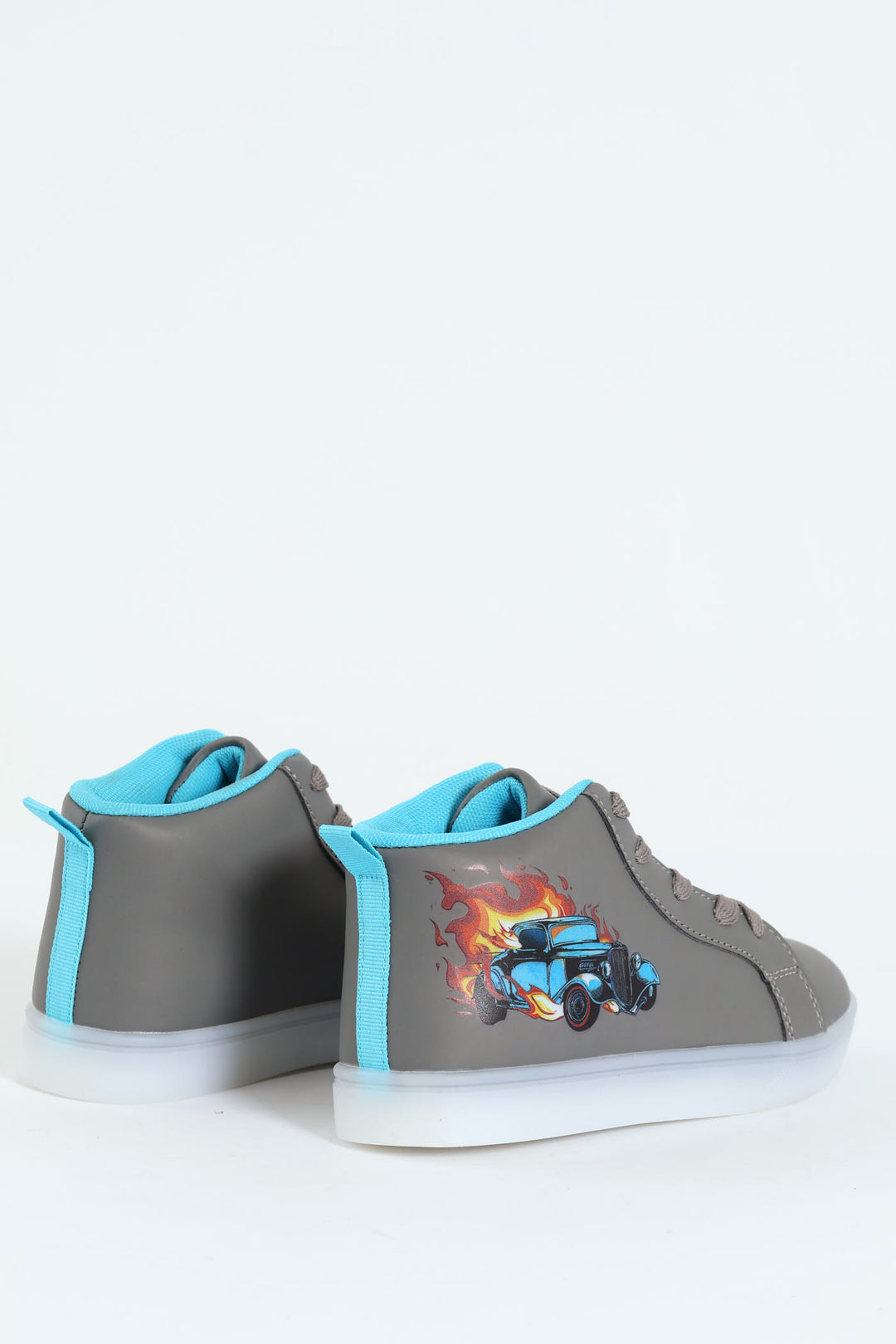 Pre-Boys Car Lightup Hitop Sneaker - Charcoal