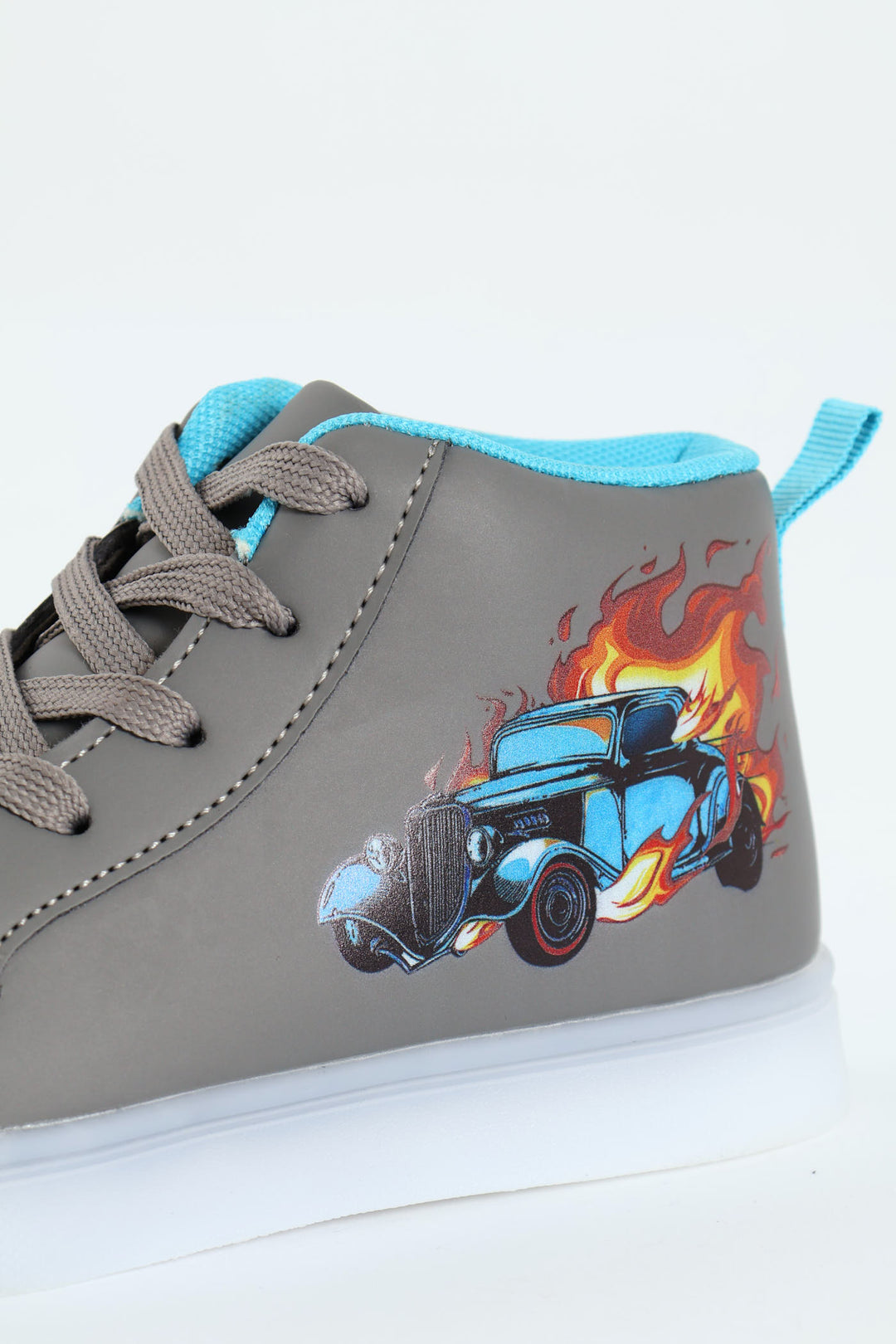 Pre-Boys Car Lightup Hitop Sneaker - Charcoal