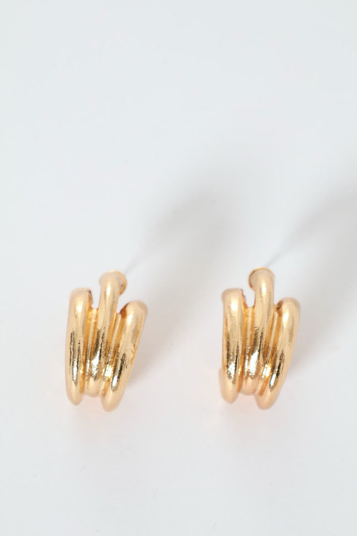 3 Strand Chunky Hoop Earrings - Gold