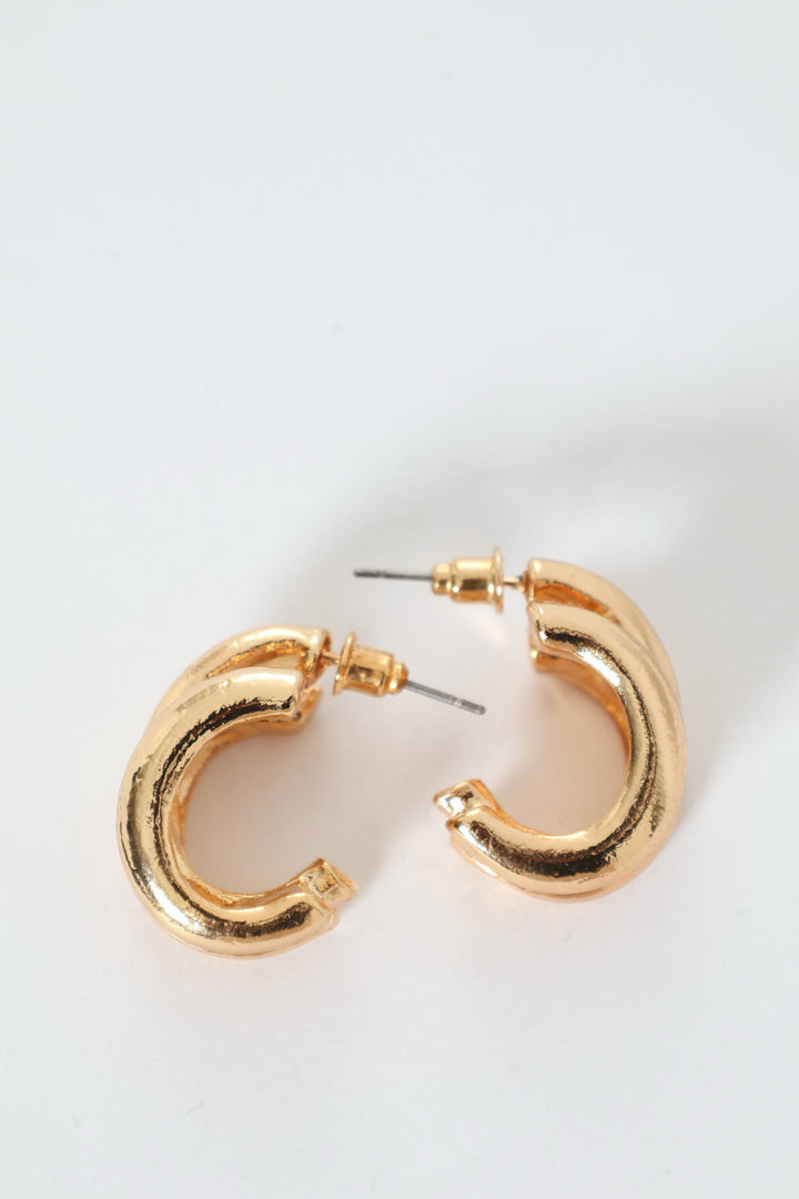 3 Strand Chunky Hoop Earrings - Gold