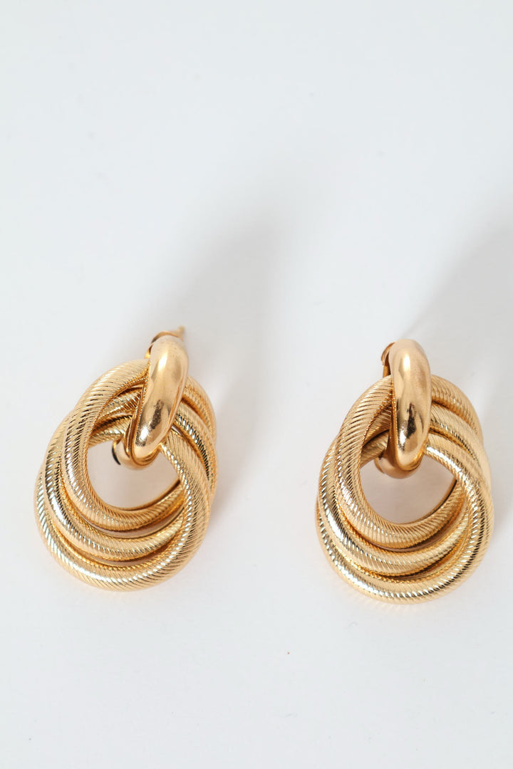 Textured Hoop Doorknocker Earring - Gold