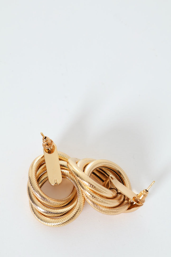 Textured Hoop Doorknocker Earring - Gold