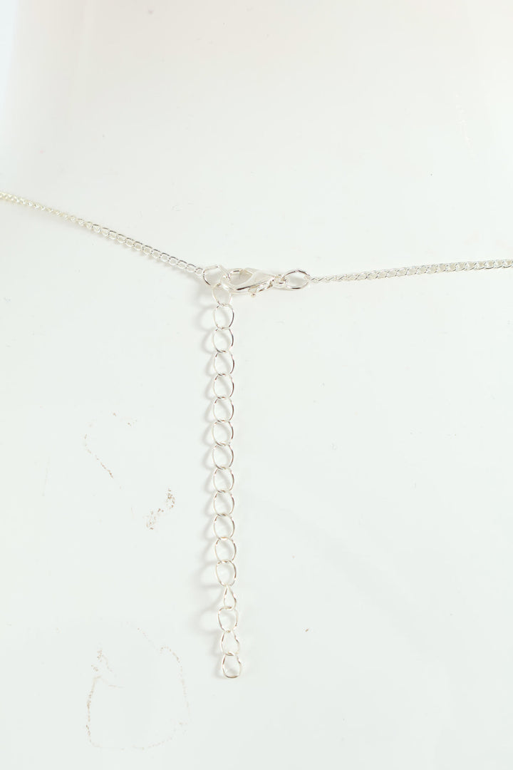 Diamante Cross Necklace - Silver