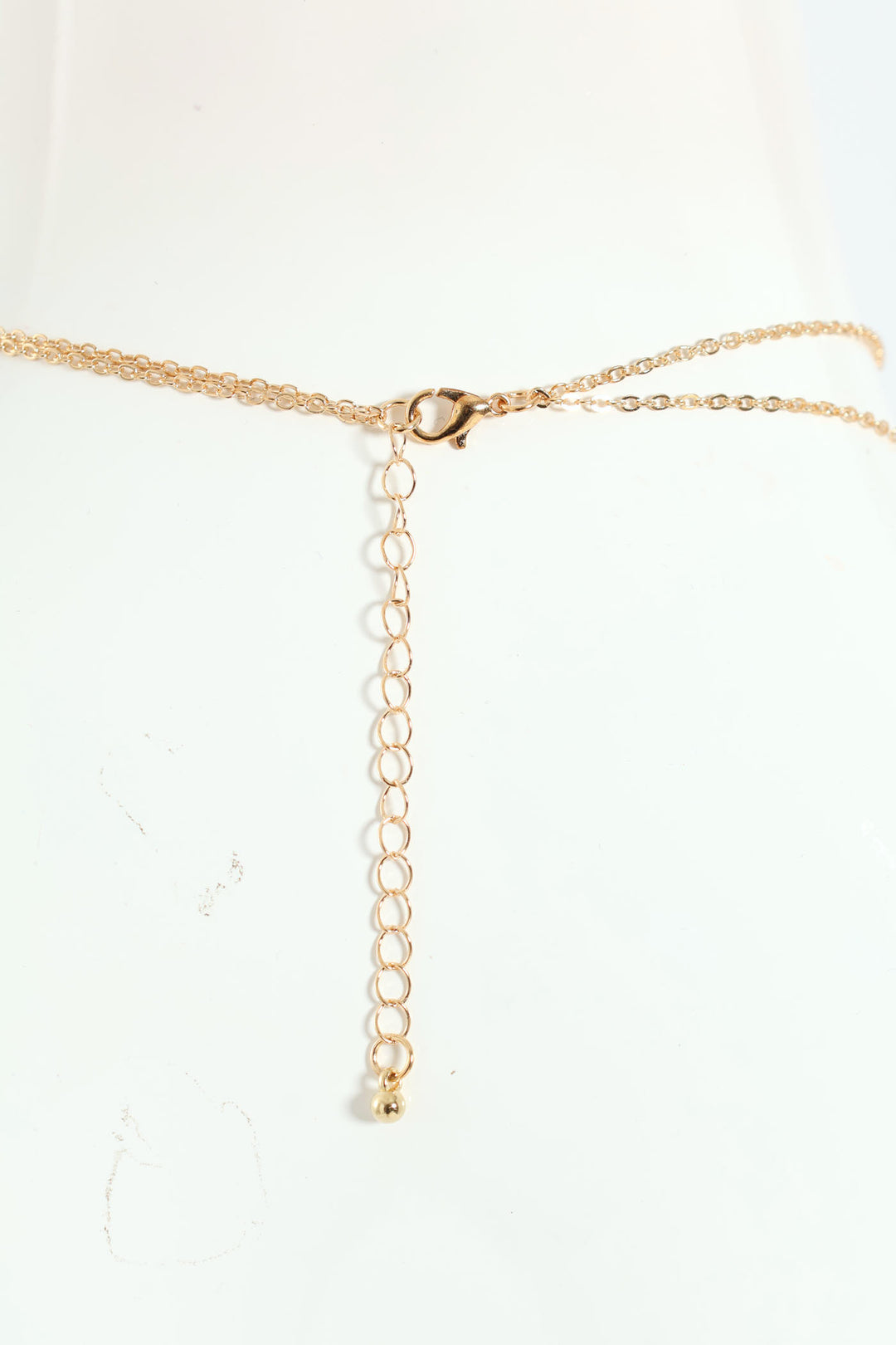 2 Layer Diamante Cross Necklace - Gold