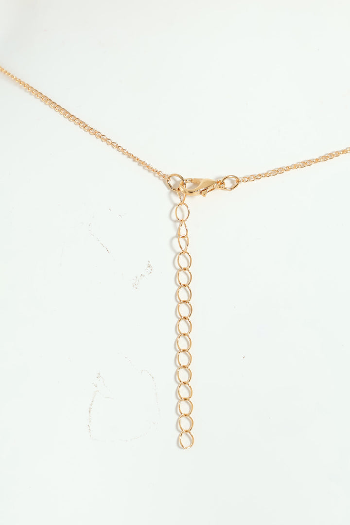 Diamante Cross Necklace - Gold