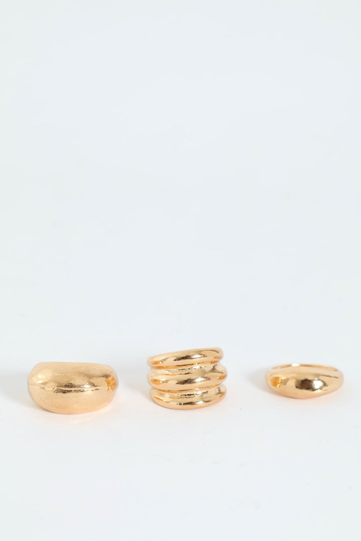 3 Pack Bubble Rings - Gold