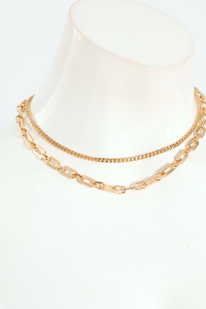 2 Layer Chunky Chain Necklace - Gold