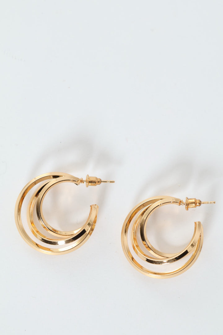 3 Strand Hoop Earrings - Gold