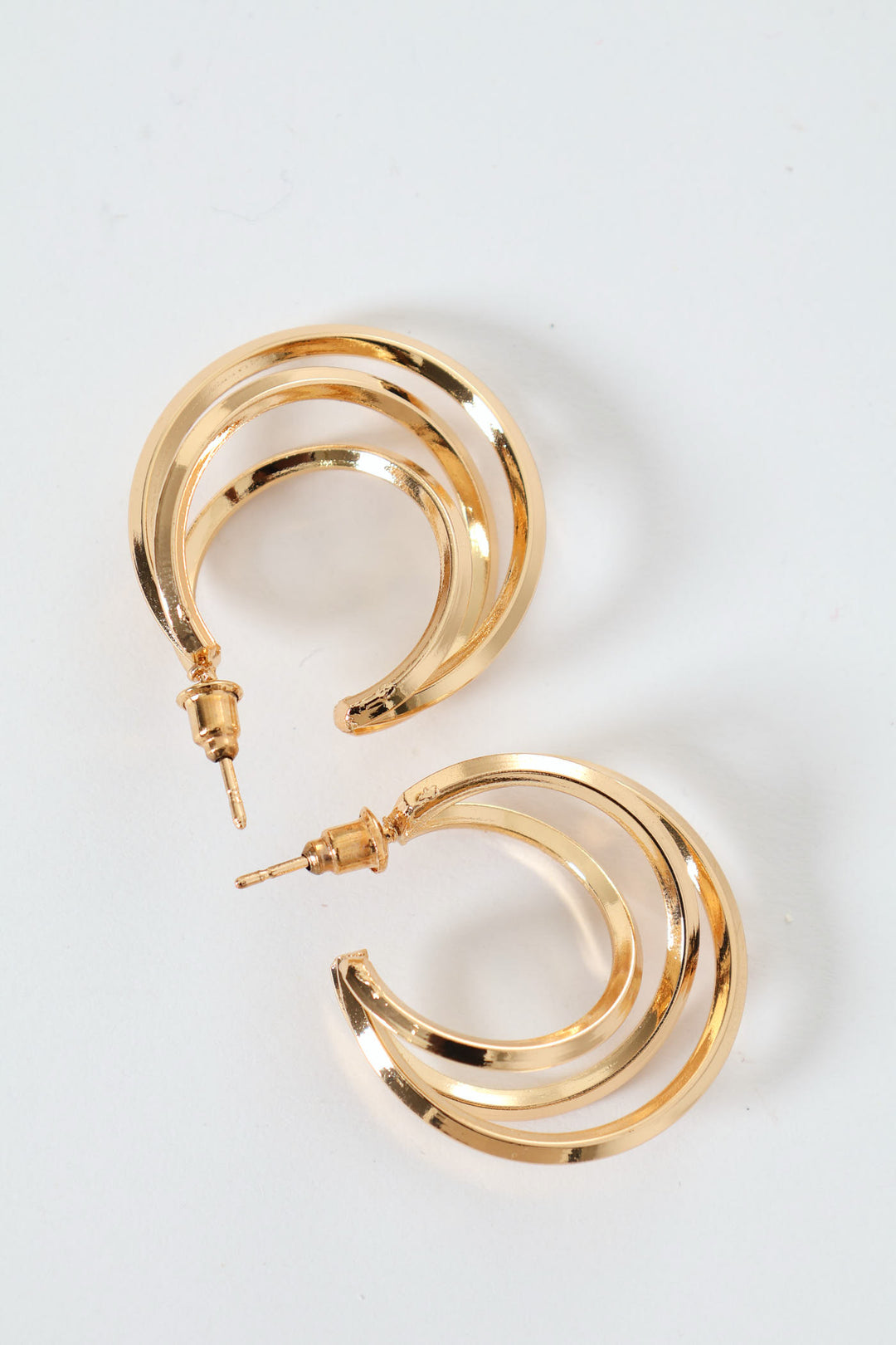 3 Strand Hoop Earrings - Gold