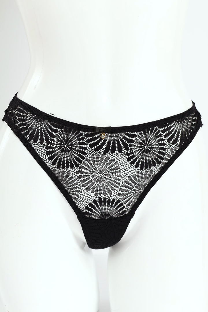 Full Lace Thong Panty - Black