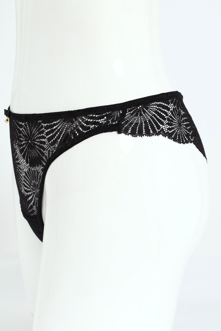 Full Lace Thong Panty - Black