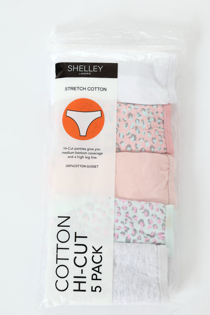 5 Pack Stretch Cotton Hicut Panties