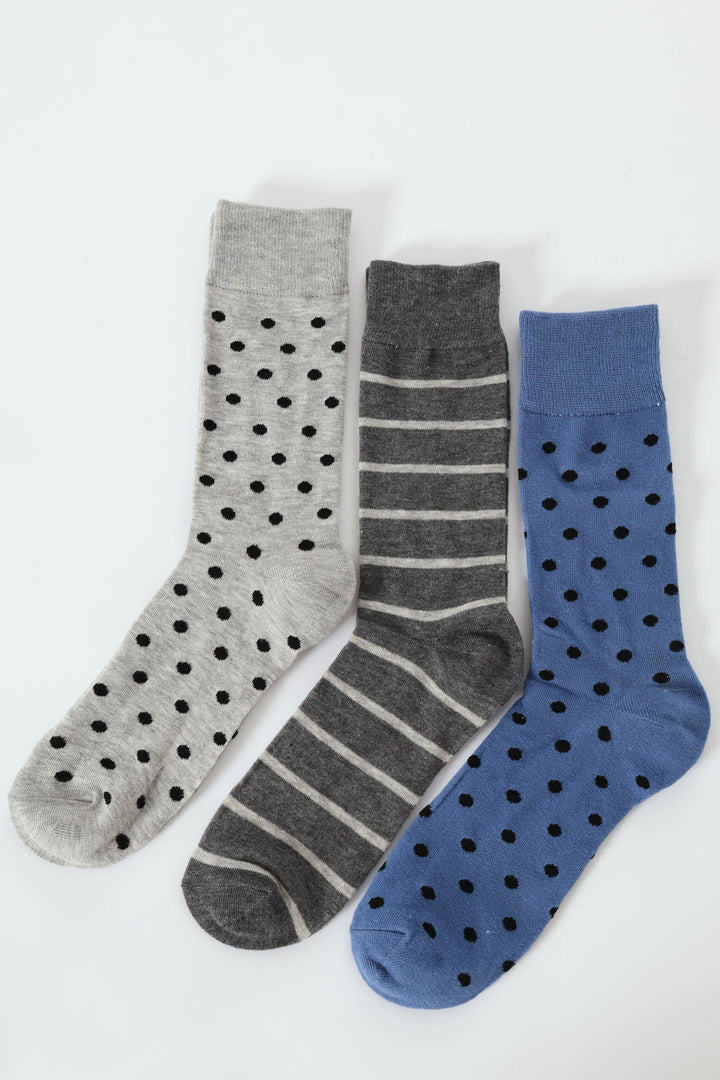 3 Pack Anklet Socks - Grey/Black