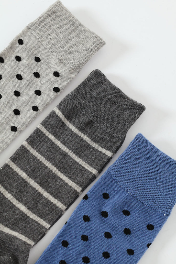 3 Pack Anklet Socks - Grey/Black